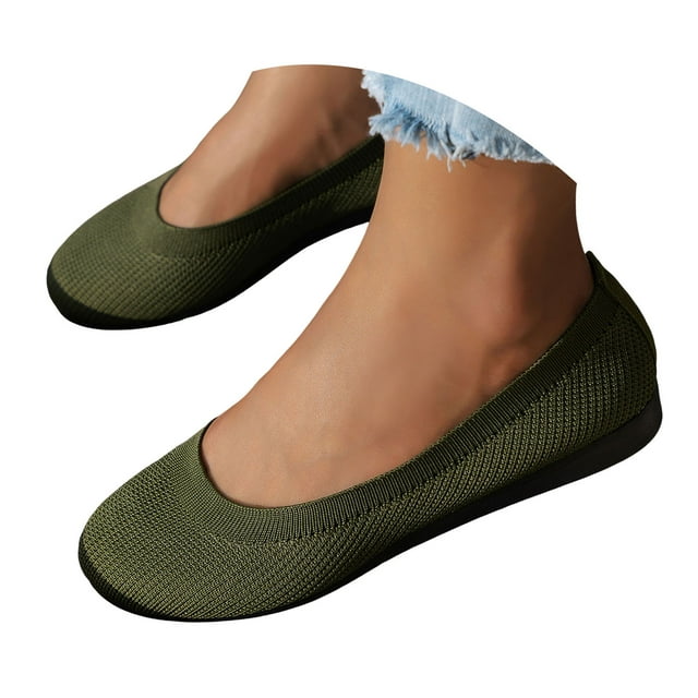 Dakaela Ballerines Chaussures Plates Femmes Habillées Bout Rond à Enfiler Ballerine Marche Mocassins à Petit Talon Compensé
