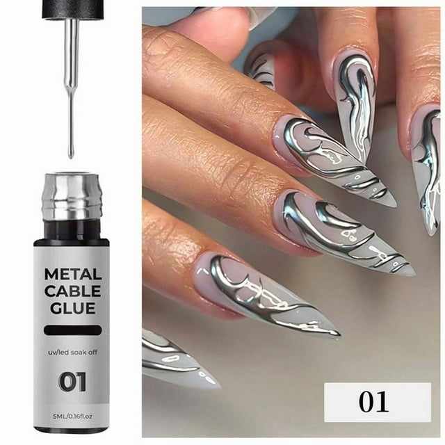 Pegamento metálico para uñas de alta densidad, para pintar bordes con ganchos, fototerapia, 5 ml