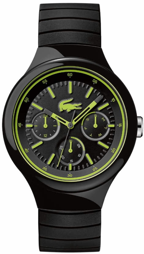 Lacoste Borneo Black And Green Silicone Strap Watch 2010867 - Walmart.com