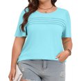 thumbnail image 2 of Solid Color Plus Size Women Short Sleeve Crew Neck Casual Pleated Tee Shirt, 2 of 6