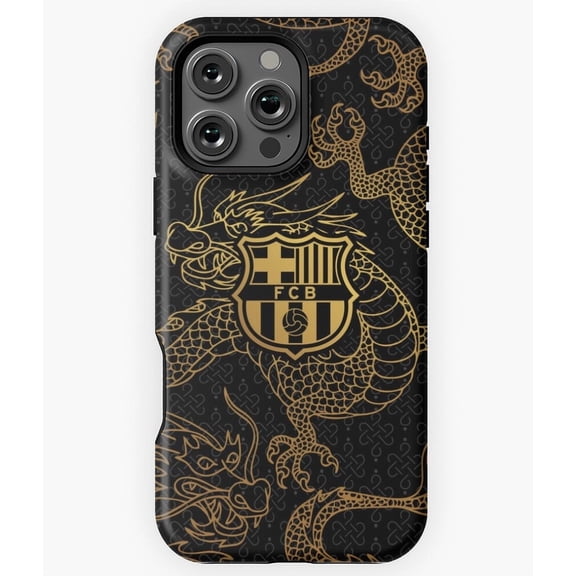 Barca Gold Black Dragon Pattern FC Barcelona Football X2325 Phone Case Compatible with iPhone 17 16 15 14 13 12 11 Pro Max – Premium Protection