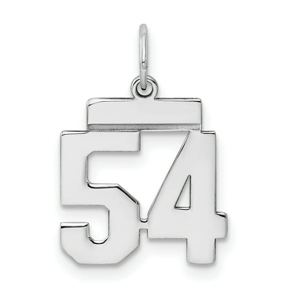 The Black Bow Sterling Silver, Athletic Collection, Small Polished Number 54 Pendant