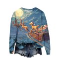 thumbnail image 2 of Women's Fashion Christmas Printed Long Sleeve Loose Round Neck Sweatshirt Top, Holiday Themed Fall Winter Wear with Comfort Fit and Soft Material for Daily Use,Blue,L, 2 of 6