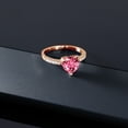 thumbnail image 4 of Gem Stone King 0.64 Ct Heart Shape Pink Zirconia 18K Rose Gold Plated Silver Ring, 4 of 5