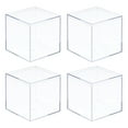 thumbnail image 1 of Uxcell 4Pcs Caja de Almacenamiento de Plástico Acrílico Transparente Cuadrada con Tapa para Artículos Pequeños 3.19x3.19x3.19, 1 of 5