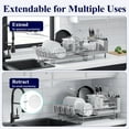 thumbnail image 2 of Large Dish Drying Rack - Extendable Dish Rack, Multifunctional Dish Rack for Kitchen Counter, Anti-Rust Drying Dish Rack with Cutlery & Cup Holders 19.2"-26.7" L x 12.9" W, Black, 2 of 7