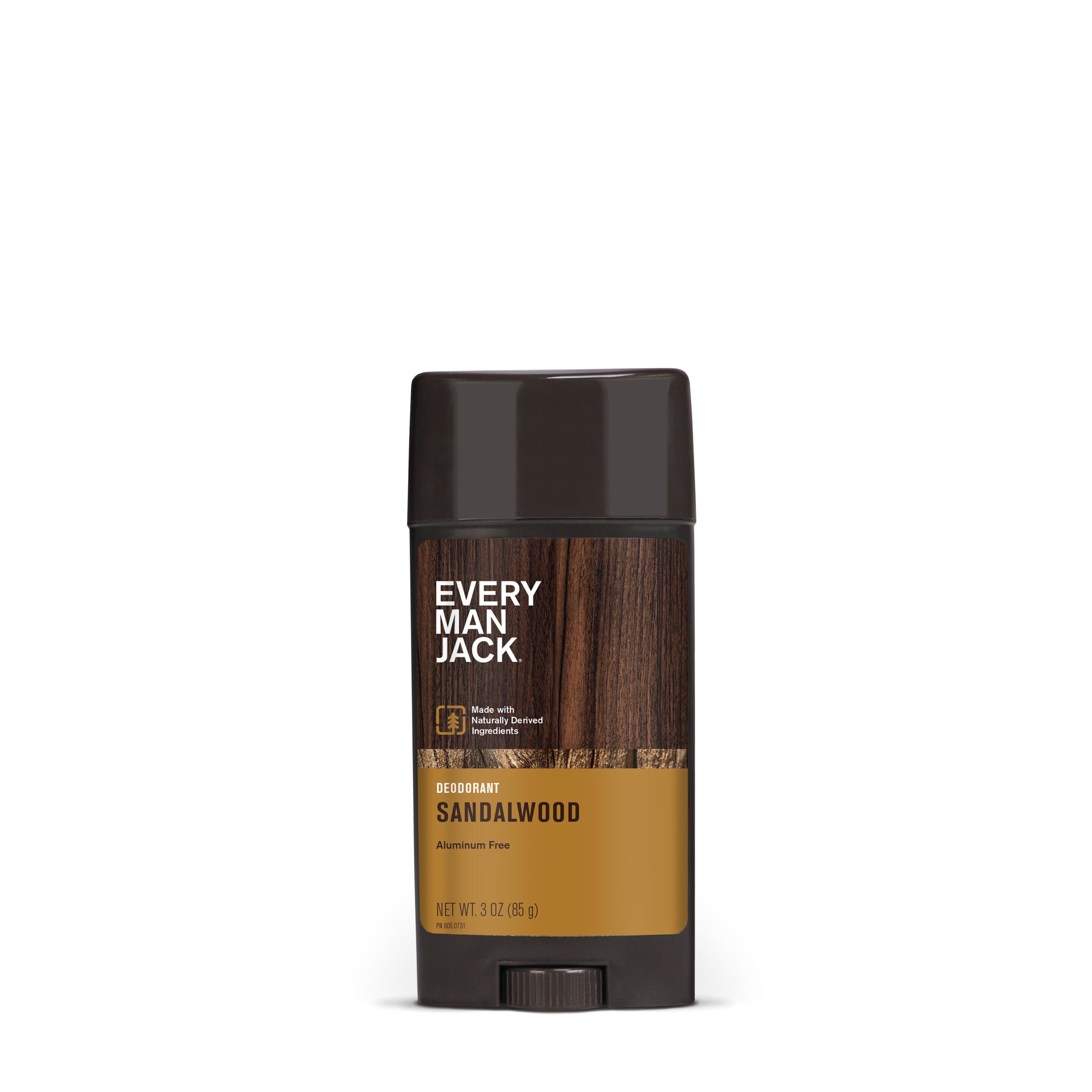 Every Man Jack Sandalwood Aluminum-Free Deodorant for Men, Naturally Derived, 3 oz