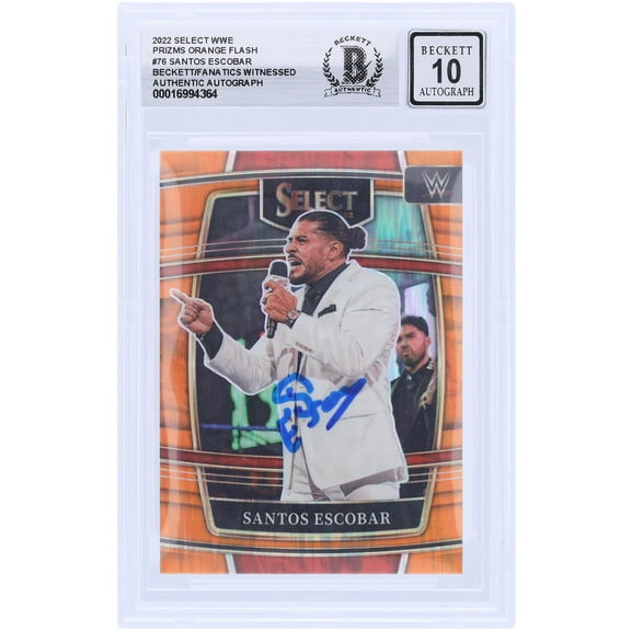 Santos Escobar WWE Autographed 2022 Panini Select Orange Flash Prizm #76 Beckett Fanatics Witnessed Authenticated 10 Card - Fanatics Authentic Certified