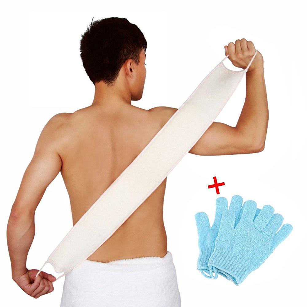 exfoliating loofah back scrubber for shower 32 long + 1 pair bath