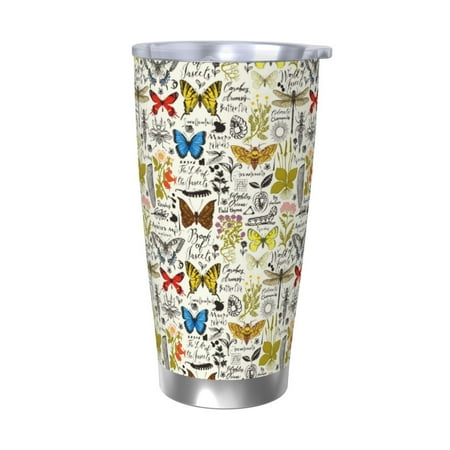 

KLL Insects And Medicinal Herbs Print 40oz Stainless Steel Insulated Car Cup with Spillproof Lid - Keep Your Drink Hot or Cold on the Go-Without Straw