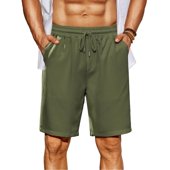 COOFANDY Mens Lightweight 9 inch Elastic Waist Drawstring Casaul Beach Summer Shorts