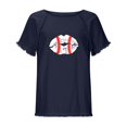 thumbnail image 5 of Blusa de manga corta con estampado de béisbol y cuello redondo de algodón y cáñamo para mujer OAVQHLG3B Store  lin121212, 5 of 5