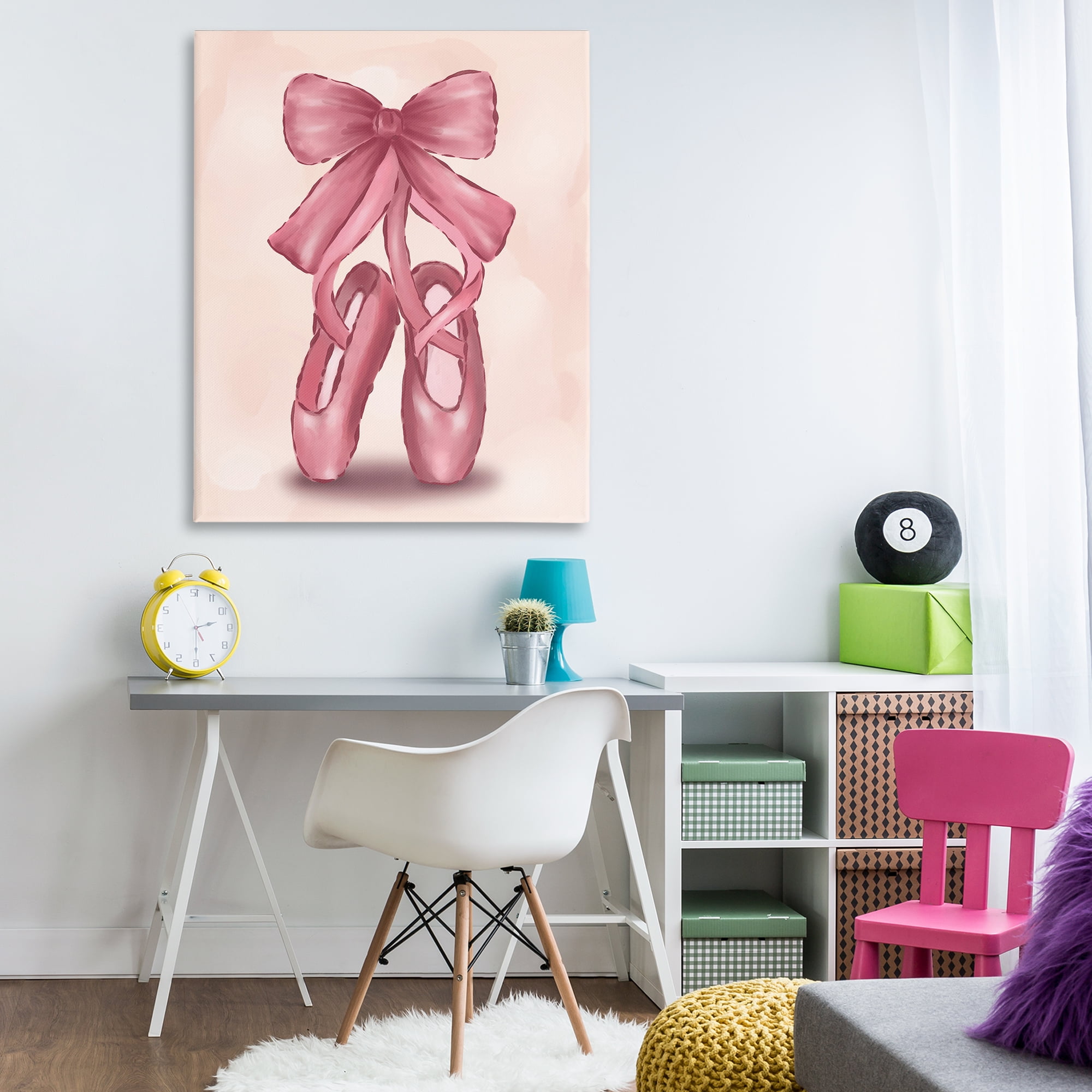 Stupell Industries Ballet Slippers Bow Entertainment Painting Wrapped Canvas Art Print Wall Art, 36 x 48