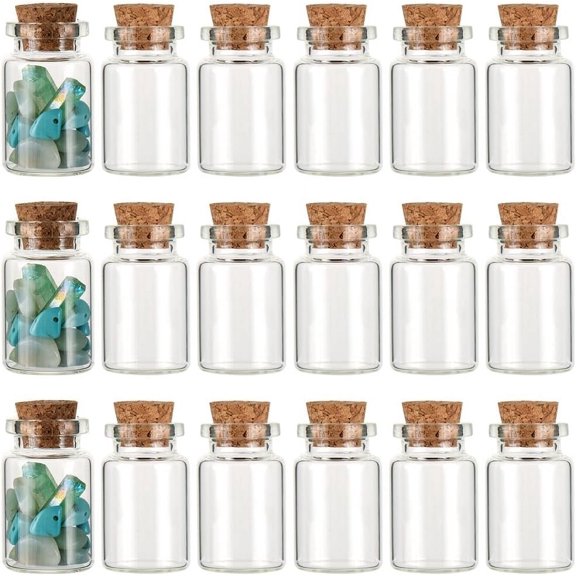 24Pcs Small Glass Bottles with Cork 7ml/0.23oz Mini Clear Candy Jars with Cork Stoppers Tiny Vials lids Wishing Bottles for Gift Favors Wedding DIY Decoration Crafts Party Sand DIYDIY