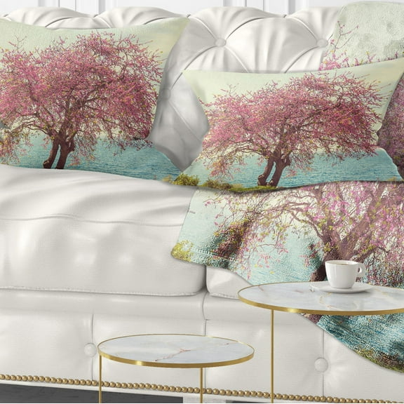 Designart 12" x 20" Pink Polyester Throw Pillow