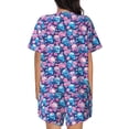 thumbnail image 3 of Lsque Blue Flower Skull Women's Short-Sleeved Pajama Set - 2 Piece Soft and Lightweight Sleepwear Set-Small, 3 of 9
