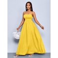 thumbnail image 4 of Mustard Yellow Boho Spaghetti Strap Backless Maxi Dress Flowing Vacation Gown For Women, 4 of 7