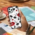 thumbnail image 5 of Fashion Eyes Red Lips for iPhone 7/8/SE Case, Cute Aesthetic Puzzle Design Shock-Absorbent Protective,Black, 5 of 6