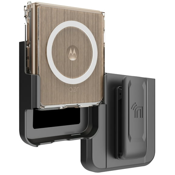 Nakedcellphone Clear Case and Belt Clip Holster Holder for Motorola RAZR ULTRA 2025 Flip Phone - Compatible with MagSafe