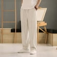 thumbnail image 5 of Men’s Linen Casual Pants Summer Thin Wide Leg Straight Barrel Loose Fit Trousers, 5 of 5