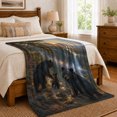 thumbnail image 6 of Black Bears on Mountain Overlook with Waterfall Valley, Serene Wildlife Scene for Bear Lovers, Warm Flannel Blanket for Cabin and Lodge, Father's Day Gift, Rustic Home Decor, 6 of 7