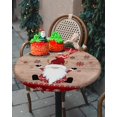 thumbnail image 3 of Fitted Round Tablecloths Table Covers 36-44in,Merry Christmas Gnome Snowflake Waterproof Elastic Edged Table Cloth for Kitchen Dining Holiday Party Tables Decor,Retro Wood Plank and Grid, 3 of 6