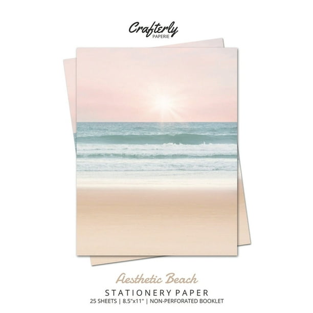 Aesthetic Beach Stationery Paper : Cute Letter Writing Paper for Home, Office, Letterhead Design, 25 Sheets (Paperback)