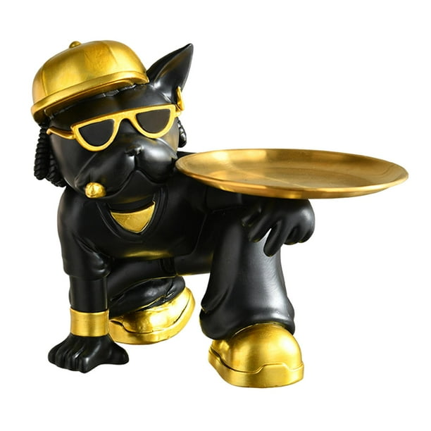 Bandeja organizadora para esculturas, organizador de aperitivos con forma de estatua, plato para joyas y pendientes para escritorio. Negro