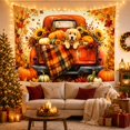 thumbnail image 3 of Centered Golden Retriever Puppy in a Pumpkin Truck, Playful Digital Art for Dog Lovers, Autumn Animal Art, Housewarming Gift, Tapestry Wall Hanging for Living Room and Den, 3 of 7
