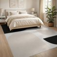 thumbnail image 3 of ODIKA 8'x10' Washable Area Rug Non-Shedding, Easy Care, Black Beige Geometric Abstract Design Elegant Contrast with Minimalist Curves for King Size Bedroom Under Bed, Master Suite, 3 of 7