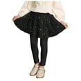 thumbnail image 4 of Povozer Girls Winter Pants Leggings with Tutu Skirts Stretch Warm Jegging(Black,3-4Y), 4 of 5