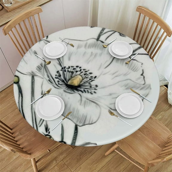 BANET Spring Summer Floral Round Tablecloth Wildflower Leaf Butterfly Table Cloth Rustic Vintage Farmhouse Polyester Cover Decorative for Easter Holiday Indoor Outdoor Kitchen Dining Party 31"-35