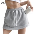 thumbnail image 4 of thinsony Shorts pour Femmes Jupes Robe Unie Décontractée à Cordon Mini Ligne A Mode Taille Haute Été Style Coréen pour Sports Gris 2TG, 4 of 8
