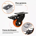 thumbnail image 4 of Rueda Mueble Repuesto Giratoria Freno Llanta Pvc Kit 4pcs, 4 of 8