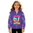 thumbnail image 3 of 67 Sweatshirt Kids,Boys Digital Graphic Print Zip Up Hoodie Long Sleeve Athletic Pullover Jacket Full Zip Hooded Sweatshirt for Outdoor Casual School Wear,67 Hoodie Kids,3-4 Years,Purple, 3 of 6