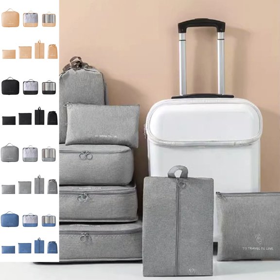 Travel Packing Cubes Set (7-Piece) with Shoe Bag, Compression Clothing Organizers for Suitcase, Lightweight Polyester Travel Organizer Bags for Trips and Business Travel
