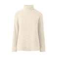 thumbnail image 4 of 2026 Women Fashion Sweater Elegant Solid Turtleneck Knitted Long Sleeve Basic Casual 2025 Fall Outfits Beige, 4 of 9