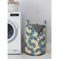 thumbnail image 3 of Bird Laundry Bag, Abstract Folkloric Inspired Design of Continuous Japanese Peacock, Hamper Basket with Handles Drawstring Closure for Laundromats, 13" x 19", Grey Yellow Multicolor, by Ambesonne, 3 of 4