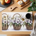 thumbnail image 2 of White Purple Lily Placemats Set of 2, Spring Retro Flower Floral Leaf Brown Basket Watercolor Non-Slip Place Mats Washable Table Mats for Kitchen Dining Table Decorations Indoor/Outdoor, 2 of 9