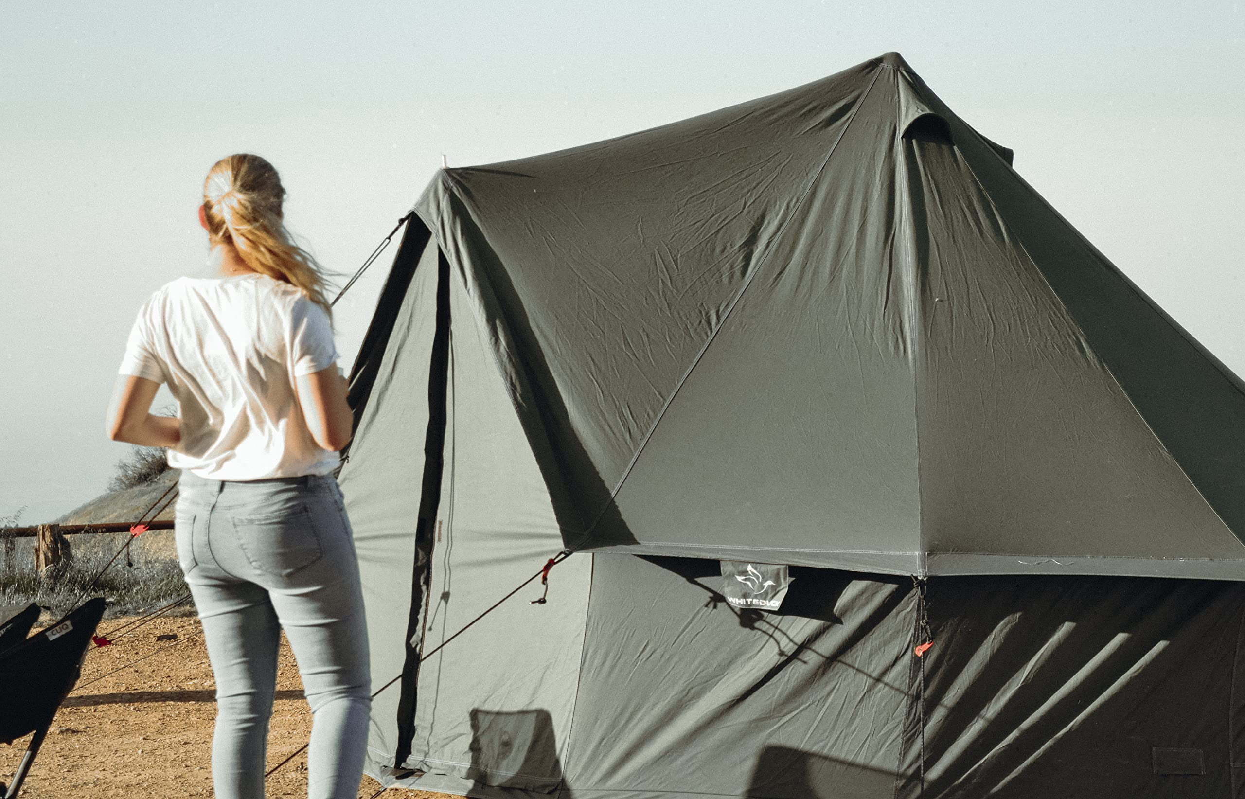 WHITEDUCK Regatta Canvas Bell Tent - w/StoveJack, Waterproof, 4 Season Luxury Camping and Glamping Yurt Tent Outdoor (16.5' (5M), Fire Water Repellent, Forest Green)