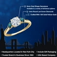 thumbnail image 2 of Gem Stone King 10K Yellow Gold White Moissanite and Blue Diamond 3-Stone Ring for Women | 1.00 Cttw | Round 6MM | Gemstone Birthstone | Size 7, 2 of 6