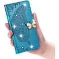 thumbnail image 3 of Samsung Galaxy A52 Wallet Case for Women,3D Butterfly Slim Flip PU Leather Phone Case Magnetic Closure for Credit Card Slots Holder Cover for Samsung Galaxy A52s/A52 HZD Rhinestone Blue, 3 of 16