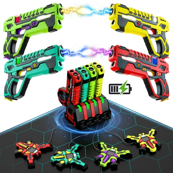 VATOS Rechargeable Real time Data SYNC Laser Tag Gun Set - 2.4GHz Infrared Laser Tag of 4 Gun 4 Vest with Glowing Light, Lazer Tag Game for Kids Adults, Family Group Activity