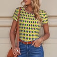 thumbnail image 4 of Goofa Mardi Gras Purple Yellow Plaid Printed Women Rash Guard Short Sleeve,Tummy control Swimsuit Surfing Swimsuit Bathing Suit One Piece Swimsuit UPF 50-Small, 4 of 9