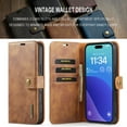 thumbnail image 2 of ELEHOLD Case For iPhone 16 , 2-in-1 Vintage Leather Wallet Case Magnetic Detachable Flip Folio Stand Slim Cover with Card Slots For iPhone 16,Brown, 2 of 7