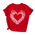thumbnail image 4 of FRSASU T-Shirts de la Saint-Valentin pour Femmes, Jolis Hauts à Imprimé Cœur, T-Shirt Décontracté à Manches Courtes, T-Shirt Tendance à Col Rond pour le Printemps et L'Été, Rouge G(L), 4 of 7