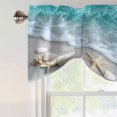 thumbnail image 5 of Tie Up Valances for Windows, Beach Coastal Adjustable Valance Curtains Window Treatment for Living Room/Bedroom, Nautical Starfish Shell Seaside Ocean Rod Pocket Kitchen Curtains & Drapes 42x12 Inch, 5 of 9