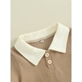 thumbnail image 6 of FEORJGP Toddler Boys Summer Outfits 6M 1T 2T 3T Infant Baby Short Sleeve T-Shirts Contrast Color Polo Shirt Lapel Shirt Buttons Waffle Tops Elastic Waist Shorts Kids Boy Casual Simply 2Pcs Clothes Set, 6 of 9