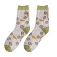 thumbnail image 1 of MZXELPRJD Chaussettes Invisibles Femmes Automne Hiver Chaussettes Mi-Mollet Décontractées Rétro Floret Coton Bord à Bulles, Chaussettes Basses Femmes Vert, 1 of 3