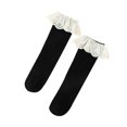 thumbnail image 2 of Toddlers Girls Cotton Crew Socks 0-8 Years Kids Cute Lace Ruffle Solid Stretchy Breathable Boot Sock, 2 of 3
